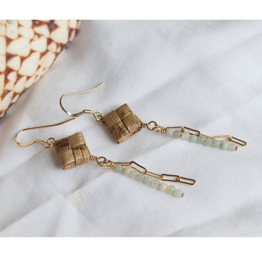 Lauhala Square Amazonite Dangle Earrings