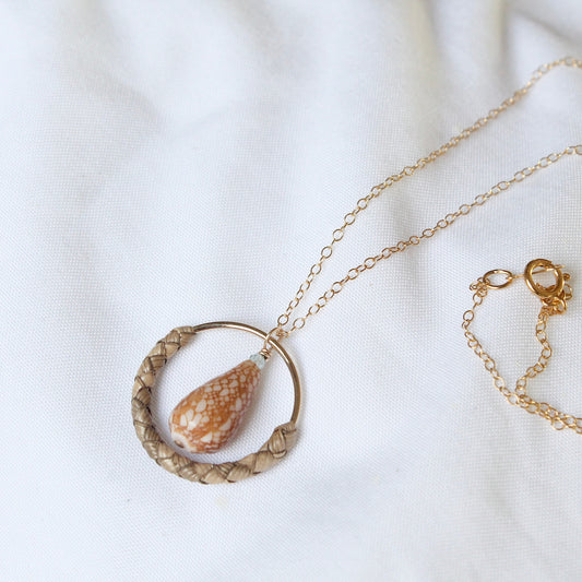 Lauhala Textile Circle Necklace