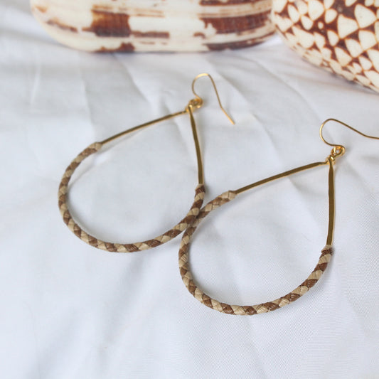 (PRE-ORDER) Large Lauhala Tear Drop Hoops