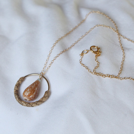 Lauhala Textile Circle Necklace