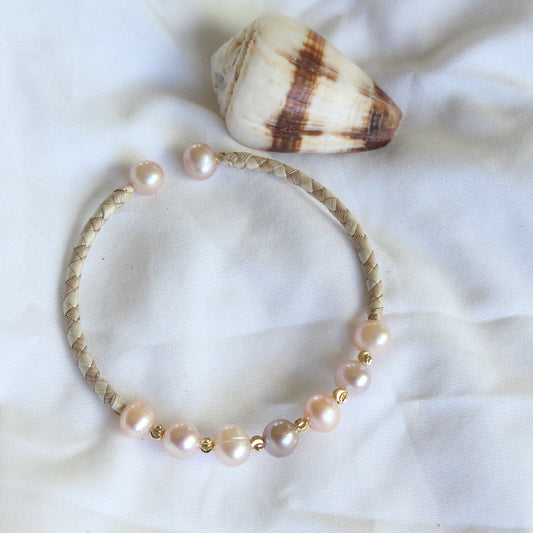 Lauhala Fresh Water Pearl Cuff