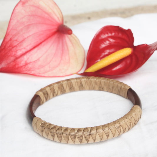 Lauhala Wrapped Wood Bracelet