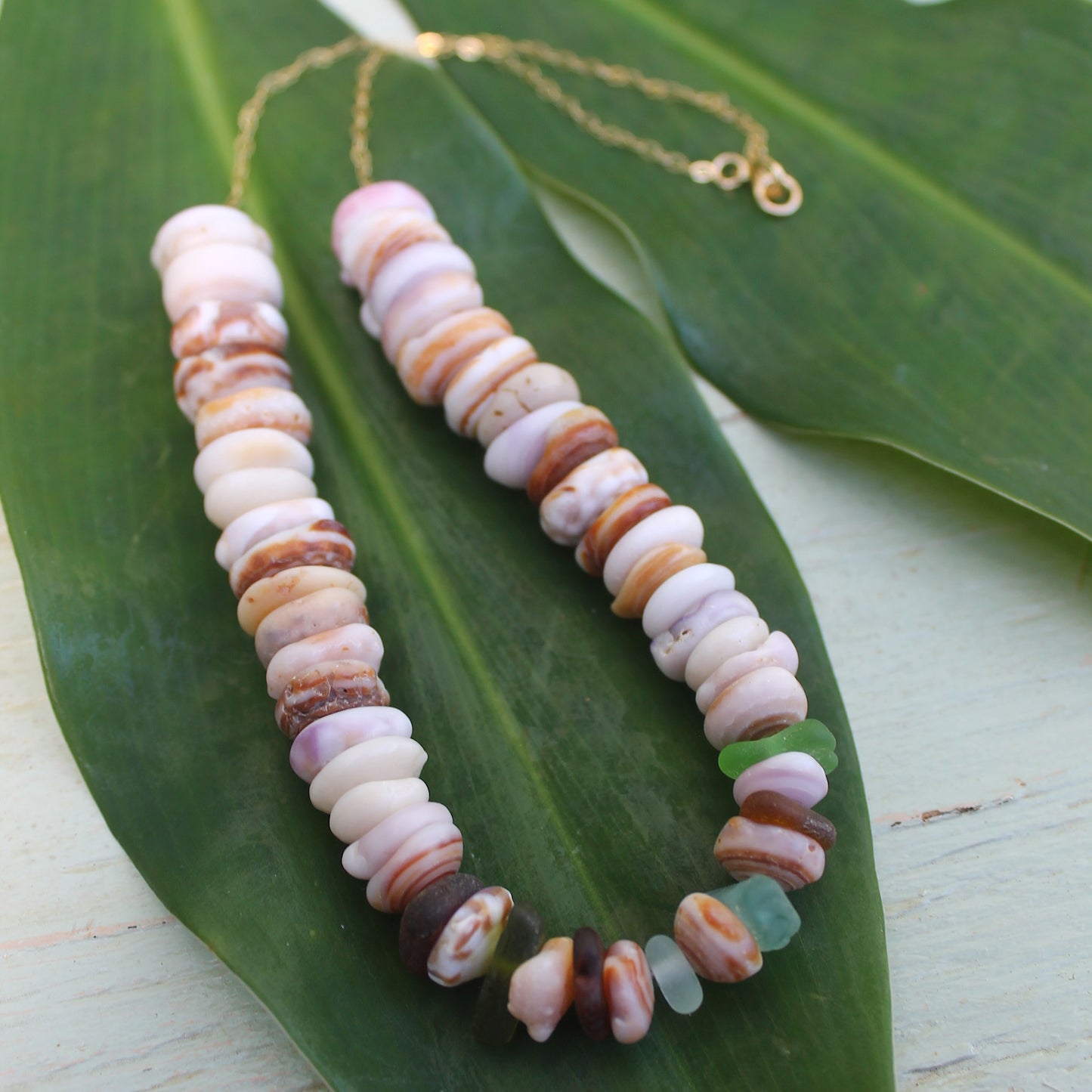 Kaua’i Puka Shell & Sea Glass Necklace