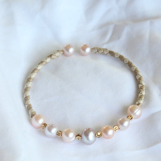 Lauhala Fresh Water Pearl Cuff