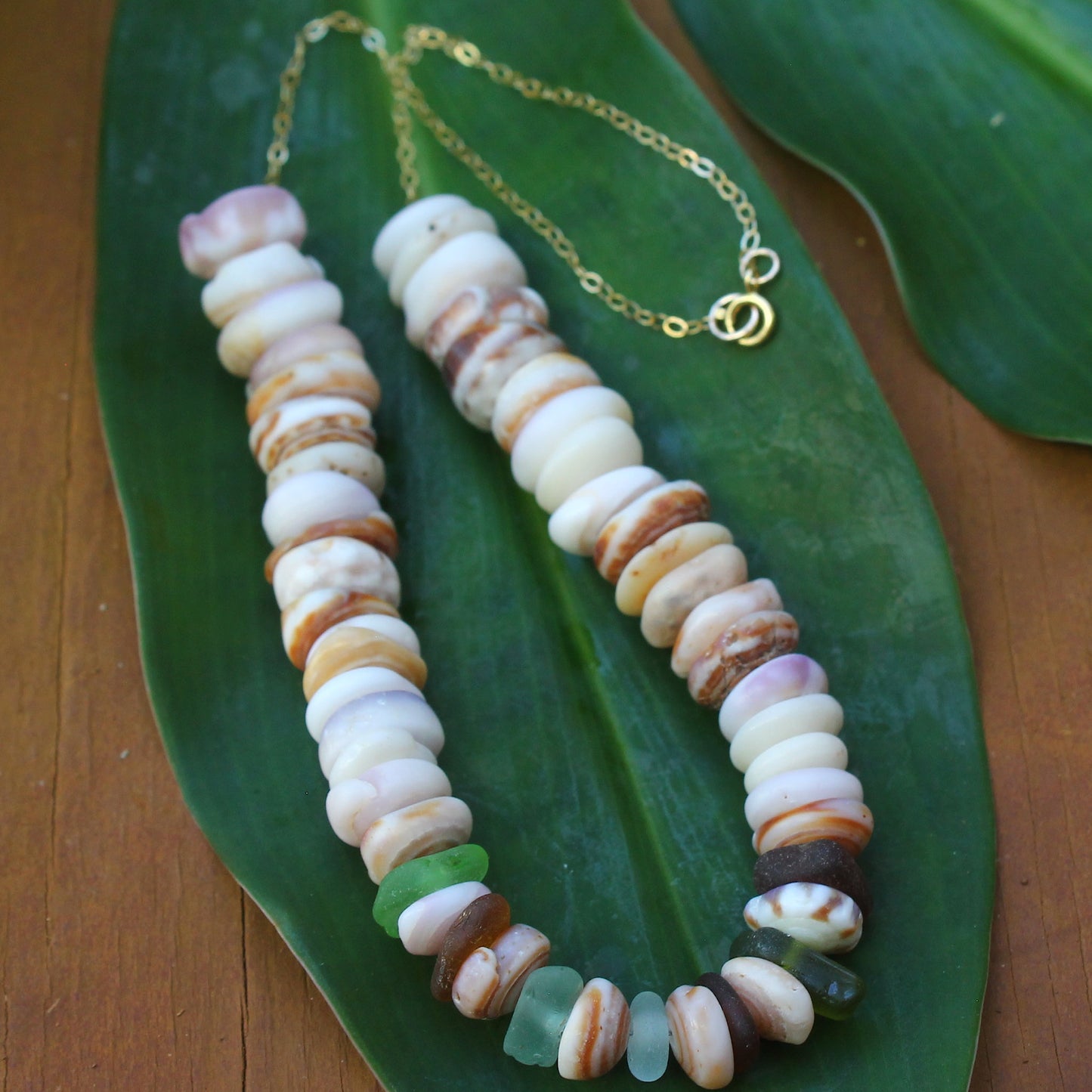 Kaua’i Puka Shell & Sea Glass Necklace