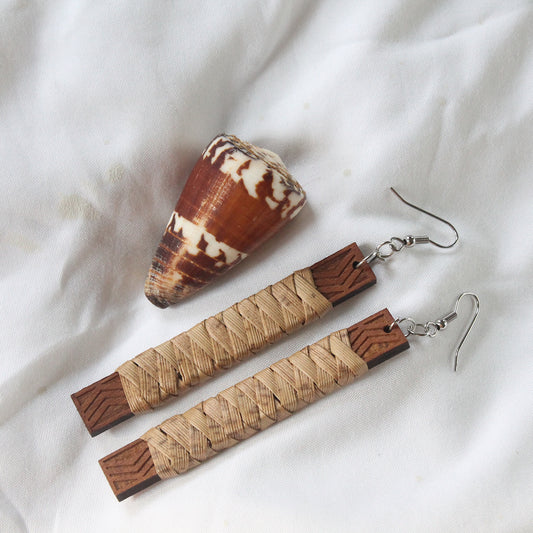 (PRE-ORDER) Lauhala Wood Wrapped Earrings