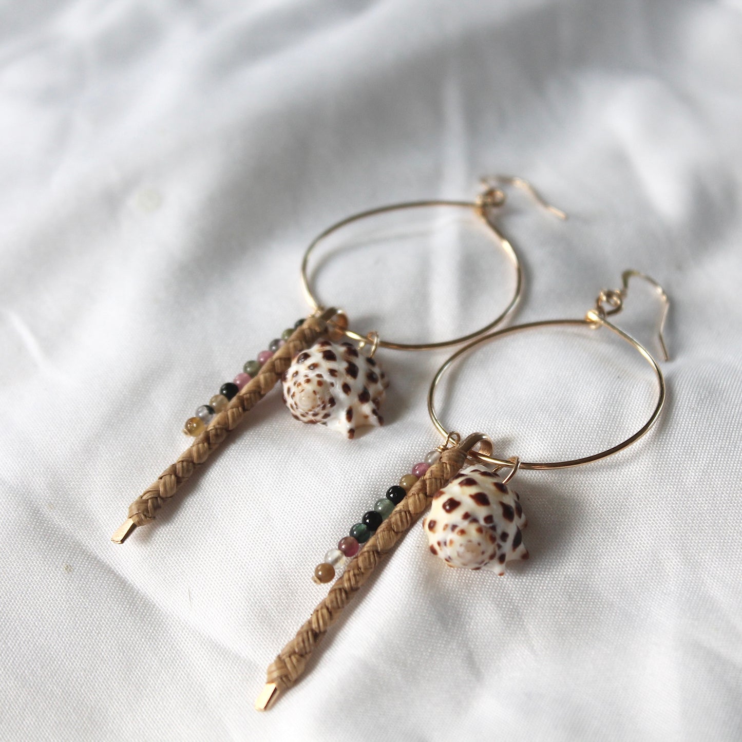 Lauhala Drupe Treasure Hoop Earrings