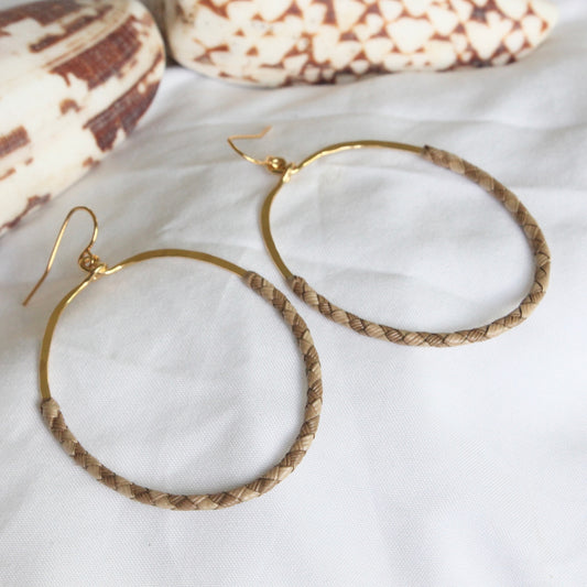 Large Lauhala Oval Hoops